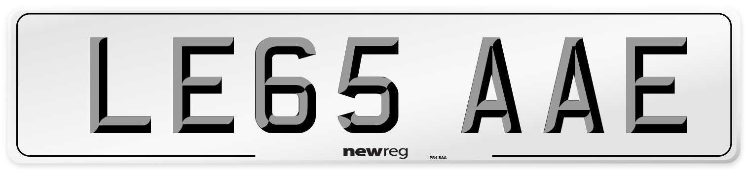 LE65 AAE Number Plate from New Reg